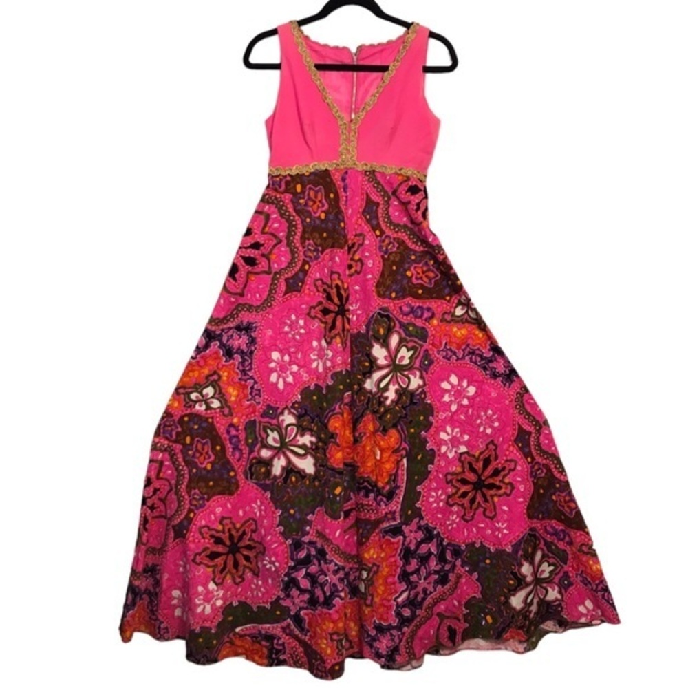 VINTAGE 1960s Hawaiian Psychedelic Flower Dress